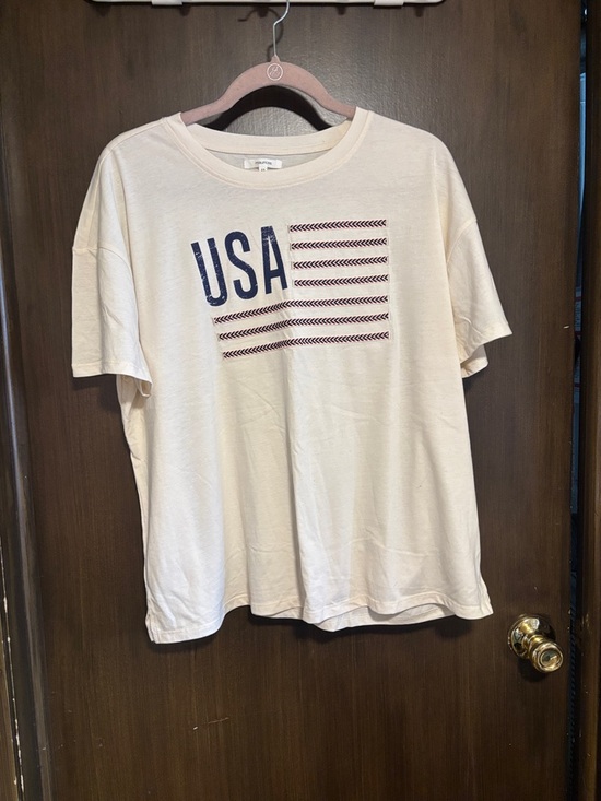 Maurices Tops - Maurices Cream Short Sleeve Tee with Embroidered Patch Detail